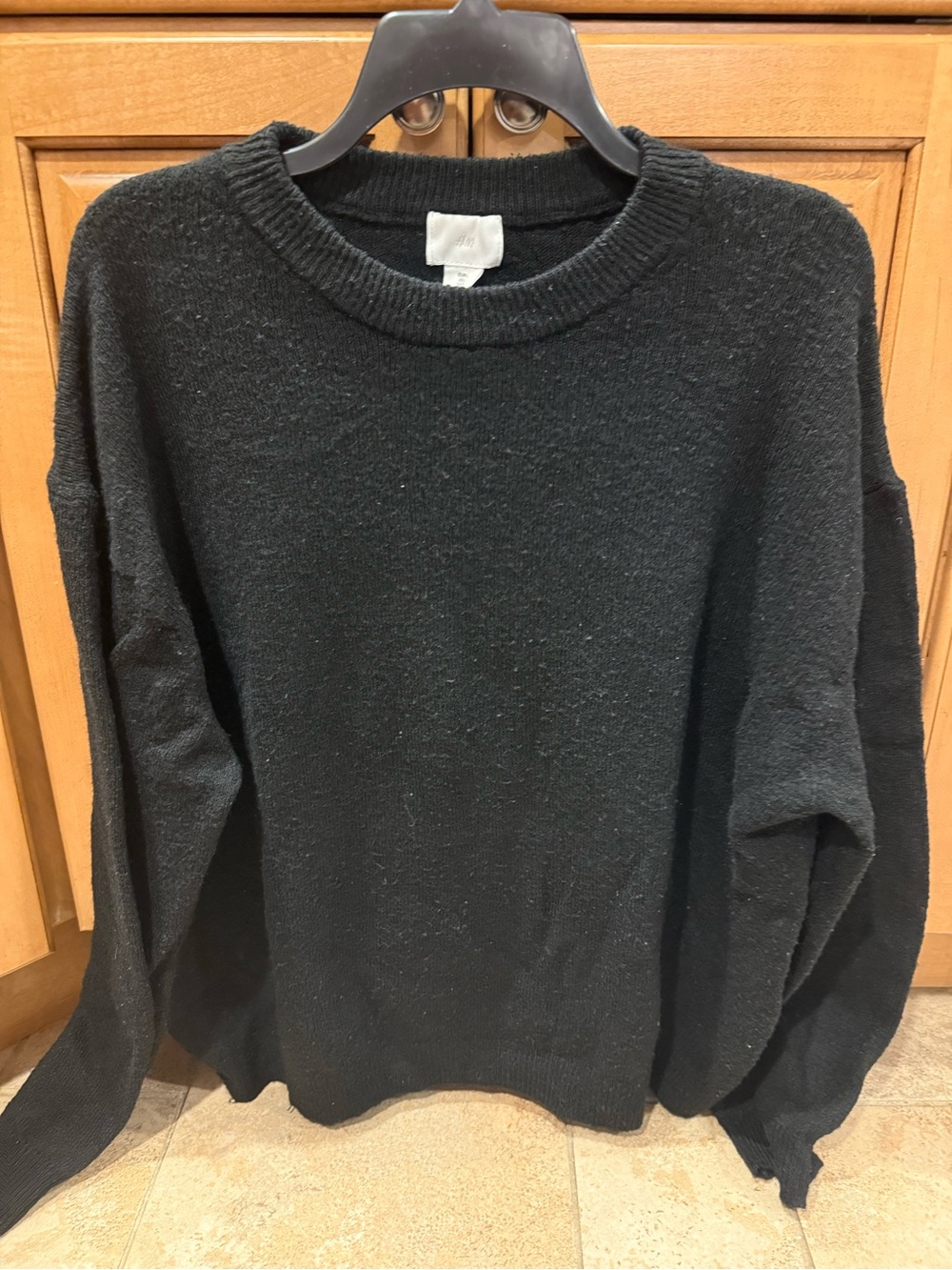 Women's Black Crewneck Sweater - Classic Lightweight Knit
